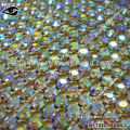 Hot Sell 24row sew on rhinestone crystal AB mesh with gold base